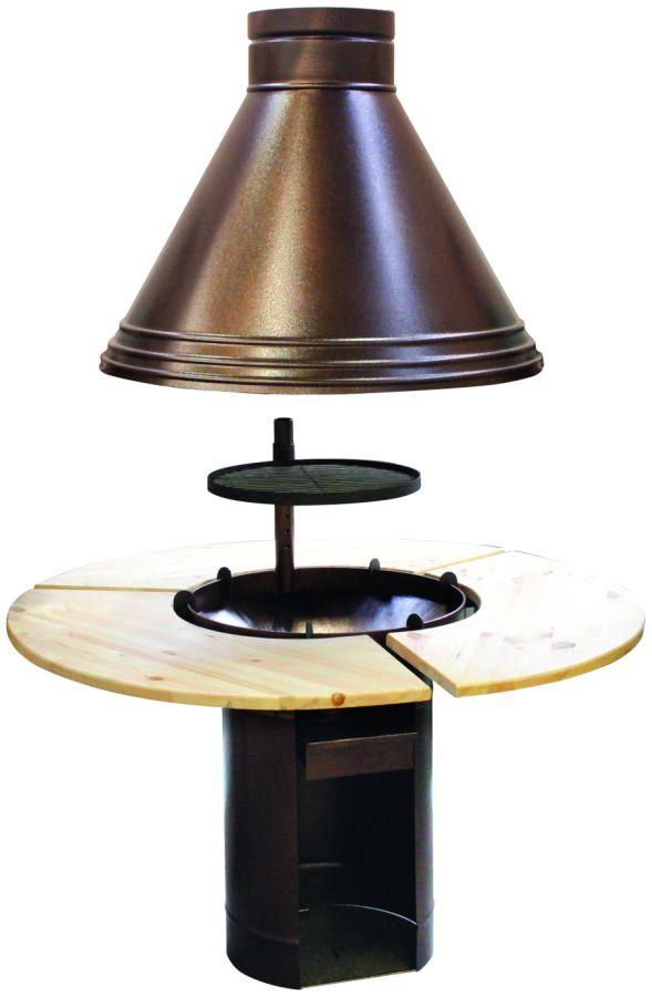 Grill con campana de extracción de humo y con tabla